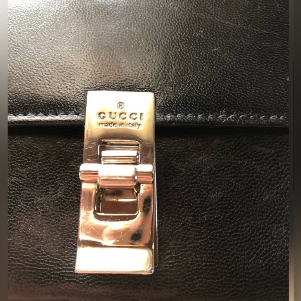 Gucci Vintage Black Leather Wallet with Unbranded Crossbody Strap - Picture 4 of 14